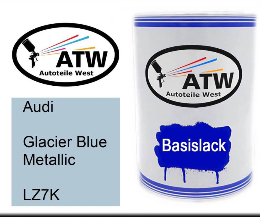 Audi, Glacier Blue Metallic, LZ7K: 500ml Lackdose, von ATW Autoteile West.